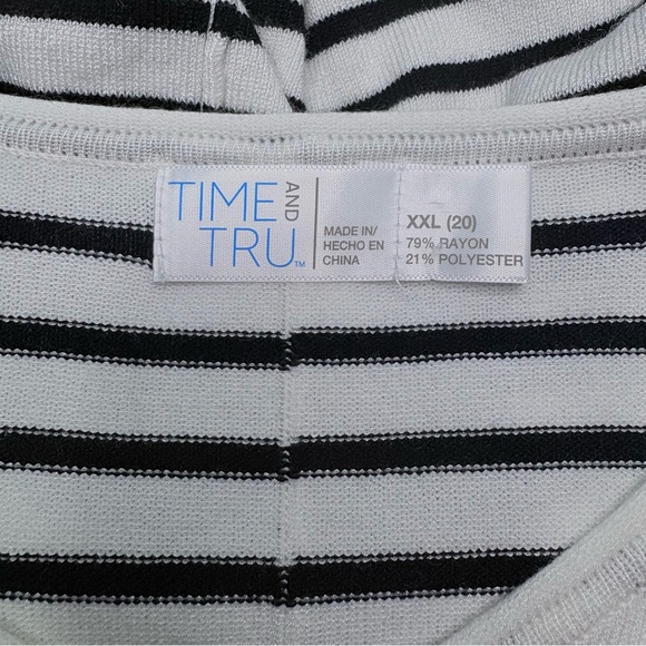 Time Tru Stylish Striped V-Neck Long Sleeve Top Sz XXXL - Picture 3 of 14